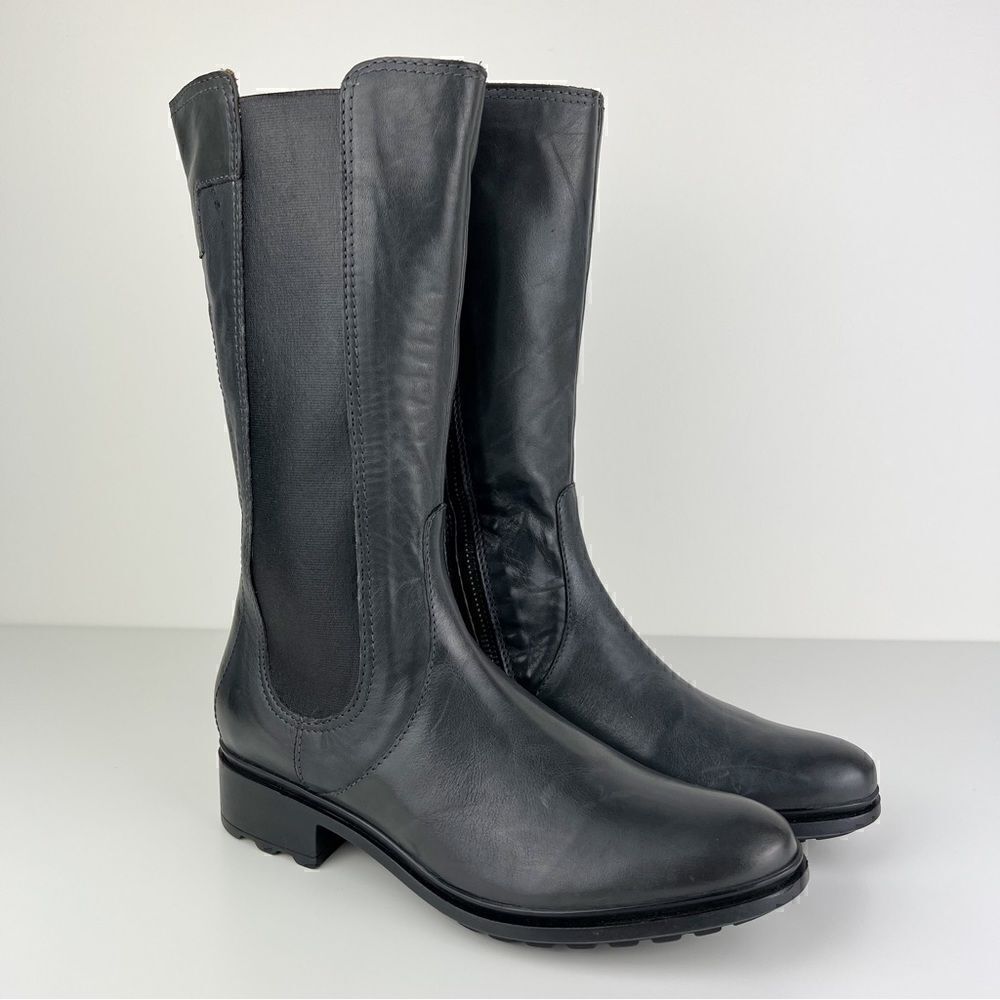 Hunter Darby Gunmetal Grey Leather Boots
